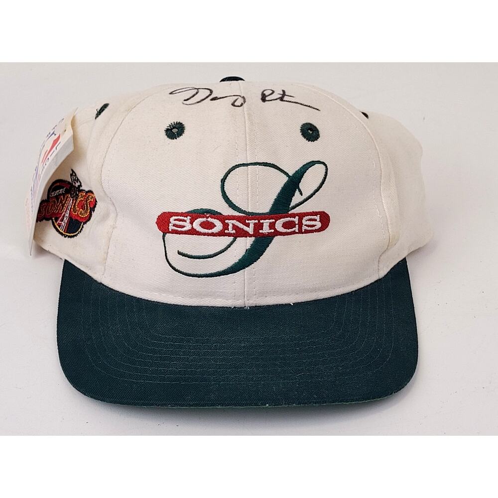 Vintage 1990s Seattle Sonics Snapback Hat Signed by Gary Payton NWT